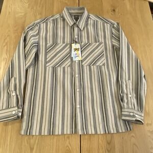 Campus Sutra NWT Button Down Twill Men's Medium Beige Black Southwest Boxy Retro